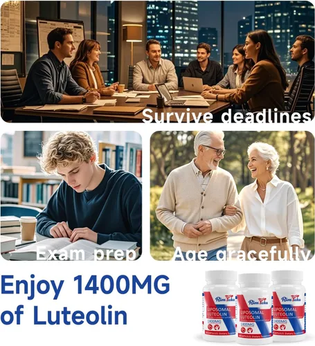Miniatura 5 de Suplemento de luteolina liposomal de 1400 MG, máxima absorción, potente suplemento antioxidante flavonoide premium para el cerebro 120 cápsulas