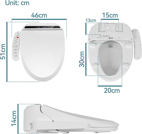 Miniatura 7 de YOURLITE Asiento de inodoro de bidé eléctrico con agua caliente, bidé con secado de aire caliente, asiento con calefacción con boquilla