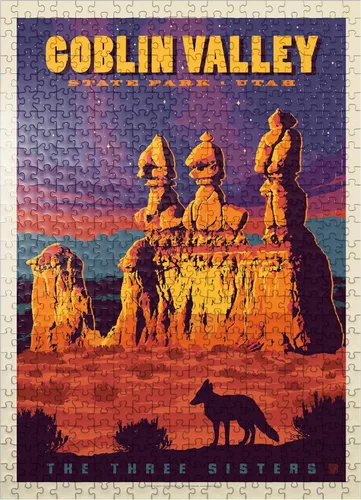 MyPuzzle Goblin Valley State Park, Utah, Póster Vintage, rompecabezas prémium de 500 piezas para adultos