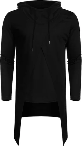 Miniatura 3 de COOFANDY - Sudadera larga con capucha para hombre, diseño hip hop tipo capa, de mezcla de algodón