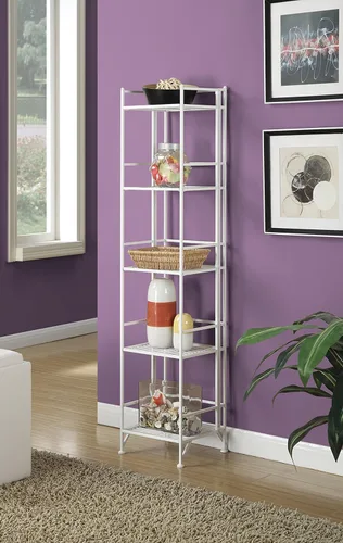 Miniatura 2 de Convenience Concepts Designs2Go - Estante para almacenamiento extra de 2 pisos, metal, plegable, Metal, Blanco