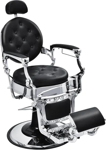 Giantex Silla de peluquería vintage, giratoria de 360 grados, bomba hidráulica resistente, altura ajustable, reposapiés giratorio, sillas de