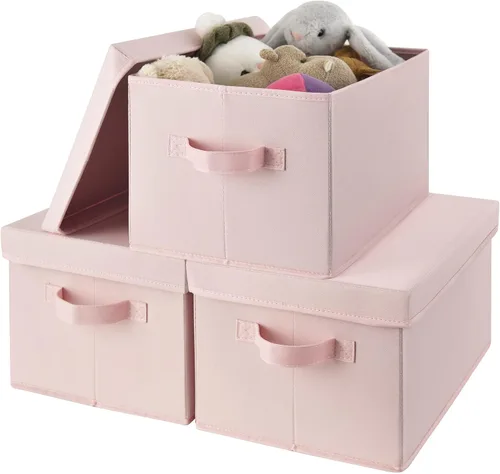 Miniatura 14 de GRANNY SAYS Cajas de tela con tapas, contenedores de almacenamiento con asas, contenedores de estante para organizar, cajas de almacenamiento extra