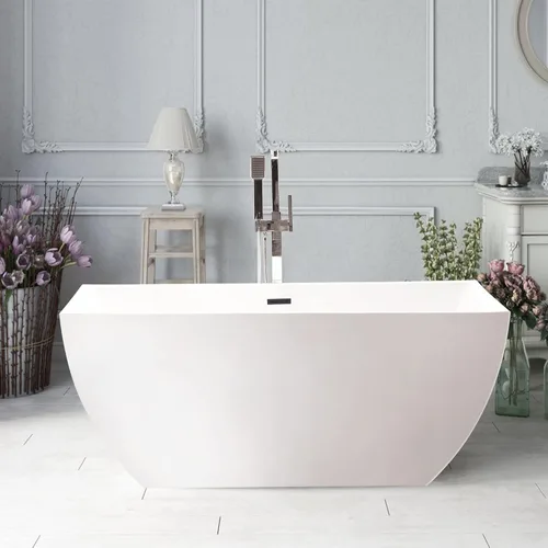 Miniatura 11 de Vanity Art Bañera independiente acrílica de 67 x 32 pulgadas Bañeras de mejoras para el hogar con diseño contemporáneo para remojar y bañarse