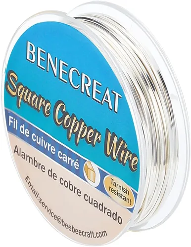 Miniatura 8 de BENECREAT Alambre de latón cuadrado de 16.4 pies – Alambre de cobre dorado medio duro calibre 15 para fabricación de joyas, cuentas y trabajo