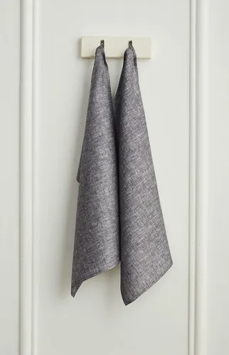 Miniatura 2 de Solino Home Chambray - Juego de 2 toallas de cocina de lino negro 100% puro de 17 x 26 pulgadas con lazo para colgar, paño de cocina de lino europeo