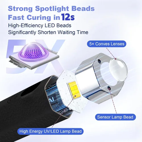 Miniatura 3 de Mini lámpara de uñas UV de mano, luz de curación flash portátil con soporte magnético mejorado y sensor inteligente, secador de uñas recargable