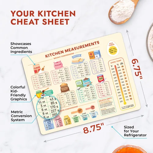 Miniatura 3 de Gadgets útiles de cocina vintage, tabla de conversión de cocina linda, accesorios de cocción y horneado más fáciles, regalos para panaderos