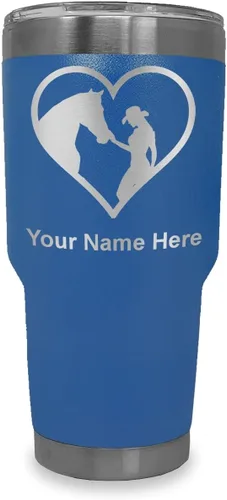 Miniatura 15 de LaserGram Vaso aislado al vacío de 20 onzas, corazón de vaquera de caballo, grabado personalizado incluido (negro)