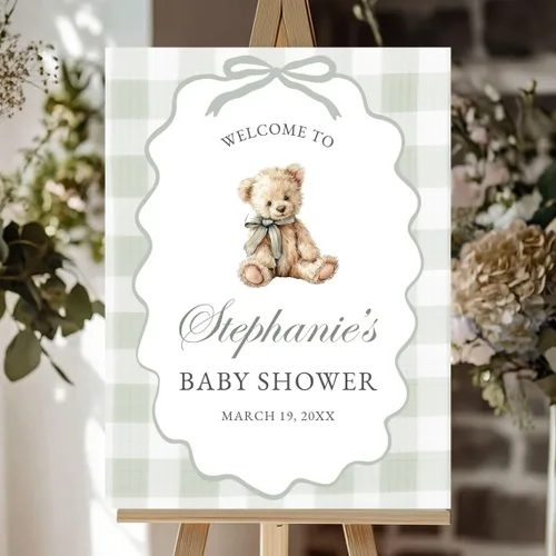 Miniatura 8 de Letrero de bienvenida para baby shower de oso