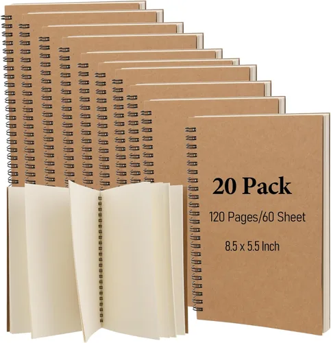 Miniatura 9 de HEIHAK Paquete de 25 cuadernos de bocetos A6, 120 páginas, 60 hojas de bolsillo encuadernado en espiral superior, cuadernos pequeños en espiral