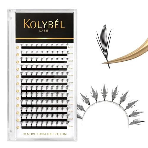 Miniatura 10 de KOLYBEL Extensión de pestañas W con floración automática, volumen 4D, pestañas postizas en abanico 0.07 C/D, rizo de visón sintético, color negro
