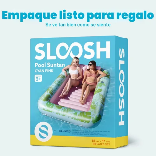 Miniatura 8 de SLOOSH Flotador inflable para piscina de bronceado, 85 x 57 pulgadas, flotadores de piscina extra grandes para adultos con almohada, flotador 4 en 1