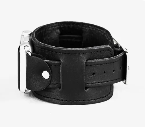Miniatura 6 de Correa ancha de cuero cosida compatible con Apple Watch de 1.496 pulgadas, 1.575 pulgadas, 1.614 pulgadas, 1.654 pulgadas, 1.732 pulgadas, 1.732