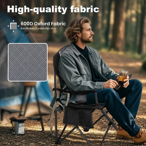 Miniatura 3 de LET'S CAMP Silla de camping plegable de gran tamaño para exteriores, paquete de 2 sillas resistentes con soporte para tazas y bolsa