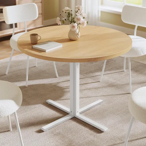 VASAGLE Mesa de Comedor, Mesa de Cocina Redonda Pequeña para 4 Personas, 31.5 x 29.4 Pulgadas, para Comedor, Sala de Estar, Casa de Campo, Oka Beige