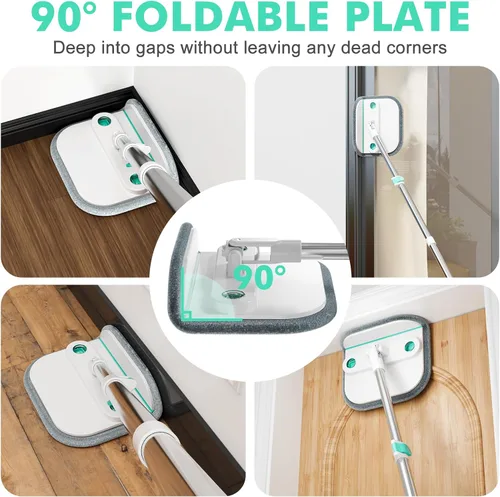 Miniatura 4 de Trapeador giratorio mejorado y cubo de trapeador autosuficiente, sistema de agua sucia y limpia, rotación de 360° y plegable de 90°, trapeadores