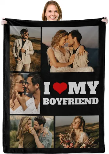 Miniatura 30 de Abybela Manta personalizada con texto fotográfico para regalos de parejas, manta personalizada con imagen, regalos para novio, novia, esposa, Foto-3