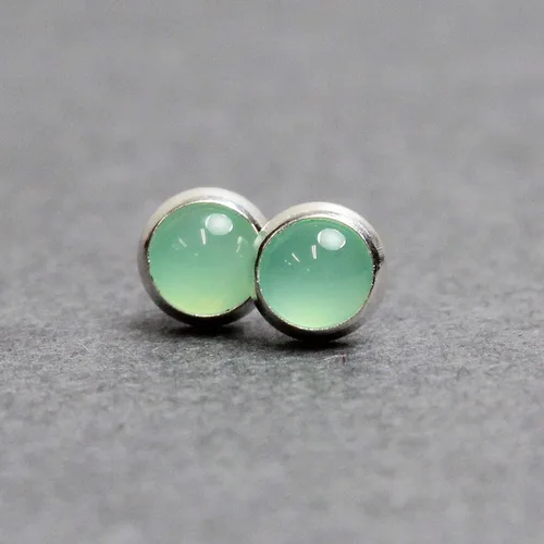 Miniatura 16 de Aretes de tuerca con piedras preciosas para mujeres y niñas, bisel redondo de 0.157 in de plata esterlina 925