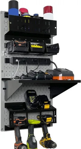 Wall Control Kit organizador de almacenamiento de herramientas eléctricas, soporte inalámbrico para taladro, estación de carga, 16 x 32 pulgadas,
