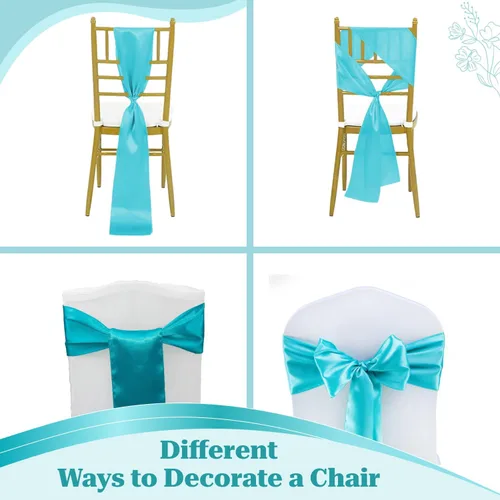 Miniatura 162 de mds - Lote de 10 lazos de satén para sillas de boda y eventos, para decoración de fiestas, 30 colores, Satin, 10 Verde oliva