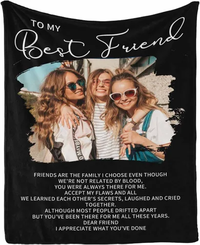 Miniatura 27 de InterestPrint Manta de forro polar suave con memoria personalizada para mejor amiga, personalizada con imágenes y texto para la graduación de tu