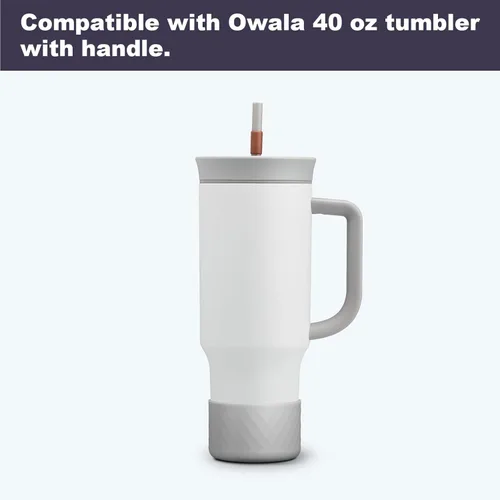 Miniatura 2 de Manga de silicona para el vaso Owala de 40 oz con asa, funda protectora antideslizante para accesorios de vasos térmicos de acero inoxidable con Gris