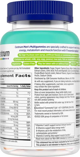 Miniatura 15 de Centrum Gomitas multivitamínicas para hombre, sabores de frutas tropicales hechas de sabores naturales, 100 unidades, suministro para 50 días