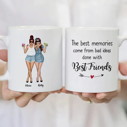 Miniatura 4 de Gossby Taza de café personalizada para mejores amigas, regalo personalizado para mujeres con nombre, cumpleaños, Navidad, regalo de taza de larga