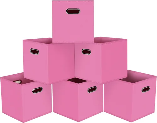 Miniatura 46 de Cubos de Almacenamiento Plegables Negros, Cajas de Almacenamiento de Tela, Organizadores de Cubos con Asas Duales para Organizador del Hogar, Juego