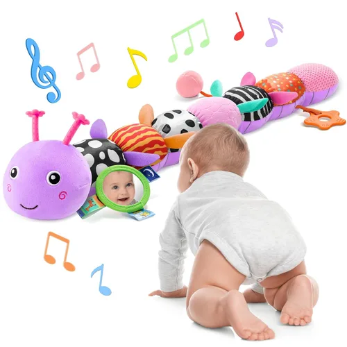 Miniatura 12 de AWOTOY Juguetes para Bebés de 6-12 Meses Oruga Musical Juguetes para Bebés Animales de Peluche 0-3-6 Meses Tiempo Boca Abajo Juguetes Sensoriales