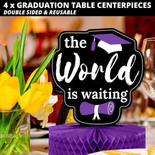 Miniatura 3 de Centros de mesa de graduación para mesas 2023 – 4 centros de mesa de graduación – Centros de mesa de graduación de doble cara de 12 pulgadas 2023