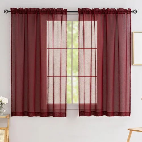 Miniatura 99 de Cortinas para ventana cortinas blancas traslúcidas de 90 pulgadas de largo, 2 paneles de cortinas de tul, paneles de ventana para cortinas de Blanco