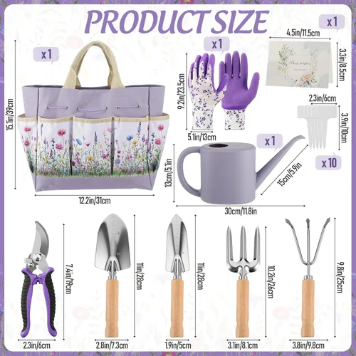 Miniatura 2 de Juego de 21 Herramientas de Jardinería de Servicio Pesado, Regalos de Jardinería para Mujeres, Esposa, Abuela, Herramientas de Mano para Jardín