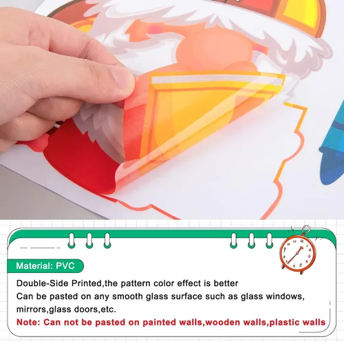 Miniatura 6 de Whaline 8 hojas de calcomanías para ventana de regreso a clases, gnomo, autobús, lápiz estático de doble cara, calcomanías de ventana para el primer