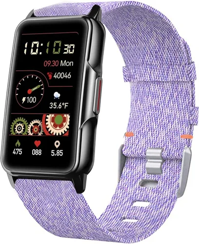 Miniatura 5 de Lamshaw Compatible con la correa de reloj inteligente Mindrose, correa de repuesto de tela tejida de nailon transpirable compatible con Mindrose H80