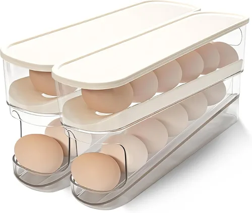 Soporte rodante para huevos para refrigerador, dispensador de huevos para refrigerador, contenedor de almacenamiento rodante automático para