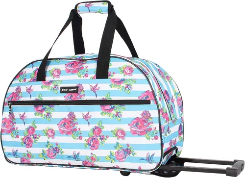 Betsey Johnson Colección de equipaje de mano de diseñador - Bolsa de lona ligera de 22 pulgadas - Maleta de viaje de negocios de fin de semana con 2