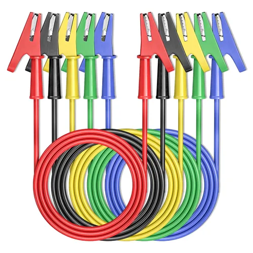 Miniatura 10 de Goupchn Clips de cocodrilo de doble extremo para cables de prueba eléctrica con clips de cobre flexibles de envoltura completa 5 piezas para pruebas