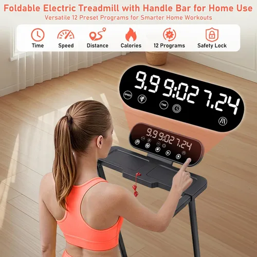 Miniatura 5 de Walking Pad Treadmill with Handle Bar and Incline, 3.5HP Electric Small Treadmills for Home Small Spaces, 0.6-10MPH Portable Mini Treadmills for