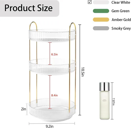 Miniatura 4 de YCIA&DONE Organizador de maquillaje giratorio de 360 grados y almacenamiento para encimera de tocador de 1 nivel, organizadores de cosméticos