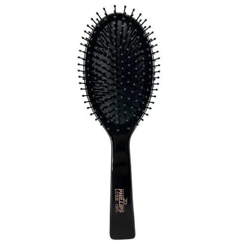 Miniatura 7 de Phillips Brush Luxe Square Paddle - Cepillo de pelo de tamaño pequeño, color negro elegante con detalles dorados, cepillo desenredante de 7 pulgadas