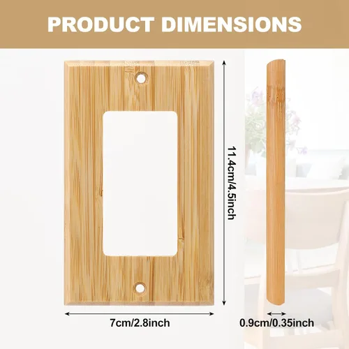 Miniatura 2 de Pinkunn 10 piezas de placa de interruptor de luz de madera maciza, cubiertas de salida de madera de bambú, placa decorativa de pared para el hogar