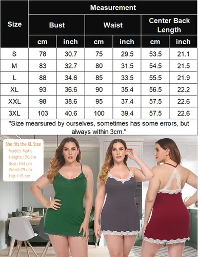 Miniatura 6 de Avidlove Lencería sexy para mujer, ropa de dormir, camisón, babydoll, lencería de algodón