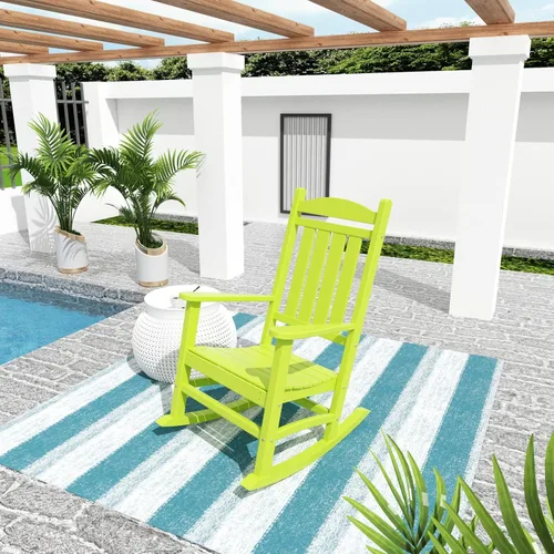 Miniatura 48 de WO Home Furniture Silla Mecedora de Patio al Aire Libre Tradicional HDPE Resistente a los Rayos UV (Negro)