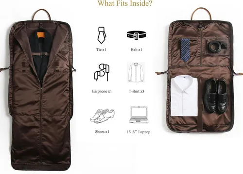 Miniatura 3 de TRITOUR Garment Bags for Travel Leather Canvas Suit Bag with Extended Design Computer Compartment