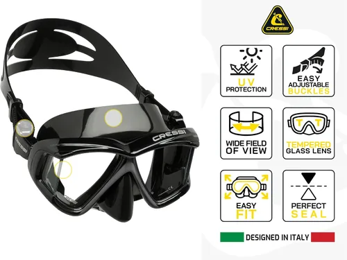 Miniatura 2 de Cressi Wide View Dive Mask - 4-Window Tempered Glass - Soft Silicone Skirt for Perfect Seal - Pano 4: Designed in Italy