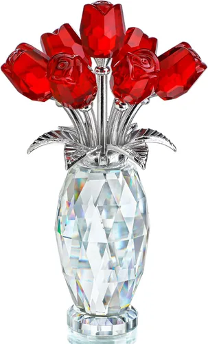 Miniatura 10 de H&D HYALINE & DORA Peso de papel de rosa de cristal azul, regalos de flores de vidrio para mujeres, niñas, esposas, ramo de flores de cristal Azul 2