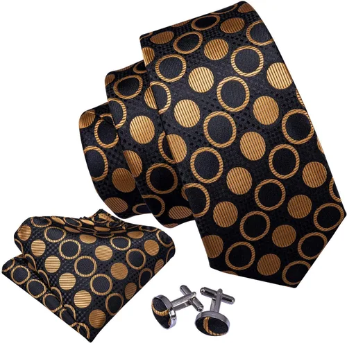 Miniatura 47 de Barry.Wang Corbatas de seda para hombre, diseño de lunares, gemelos cuadrados de bolsillo, gemelos para negocios, boda