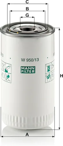 Miniatura 2 de Mann Filter Filtro de aceite giratorio W950/13